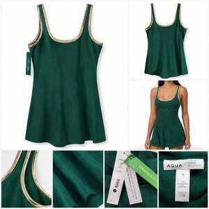 AQUA x Venus Williams Green Foil-Trim Tennis Dress